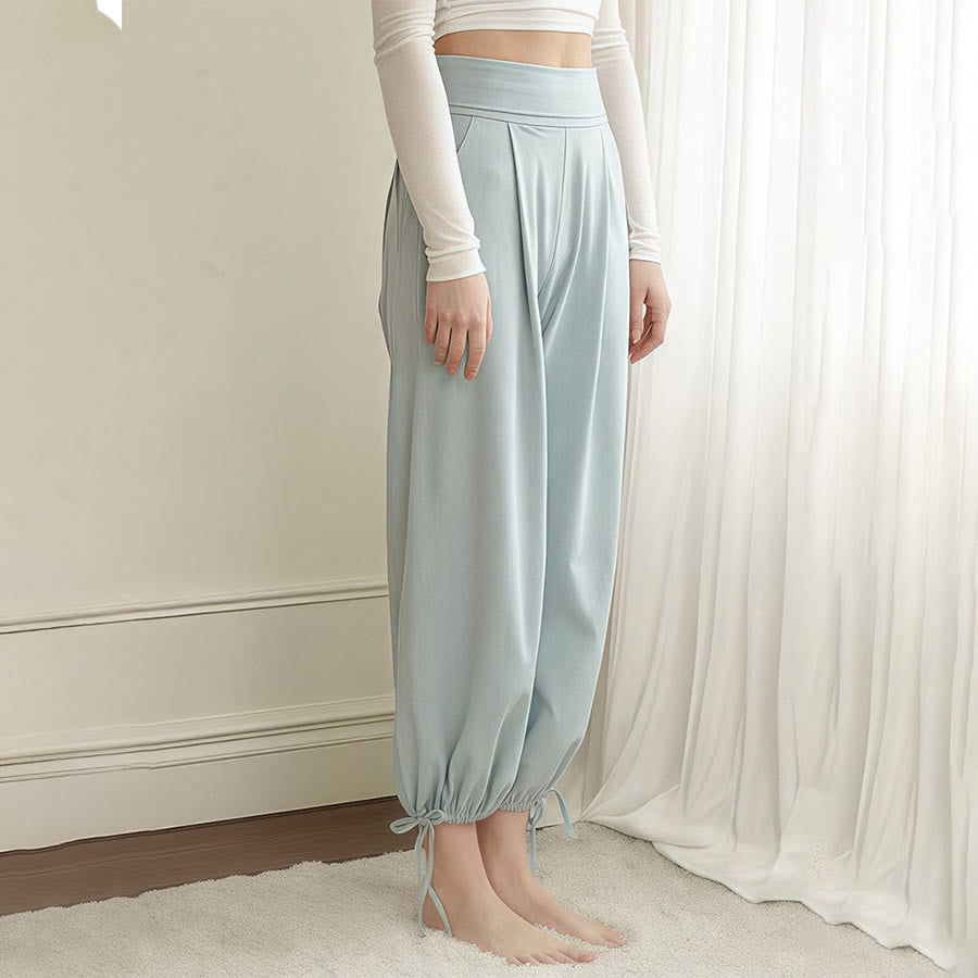 Pantaloni harem da yoga da donna Olivenorma a vita alta, plissettati e con coulisse alla caviglia. - image 3