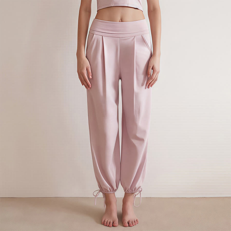 Pantaloni harem da yoga da donna Olivenorma a vita alta, plissettati e con coulisse alla caviglia. - Rosa - L - image 7