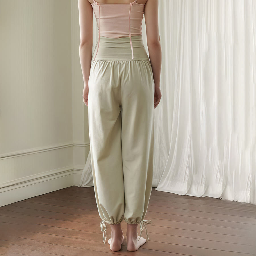 Pantaloni harem da yoga da donna Olivenorma a vita alta, plissettati e con coulisse alla caviglia. - image 5