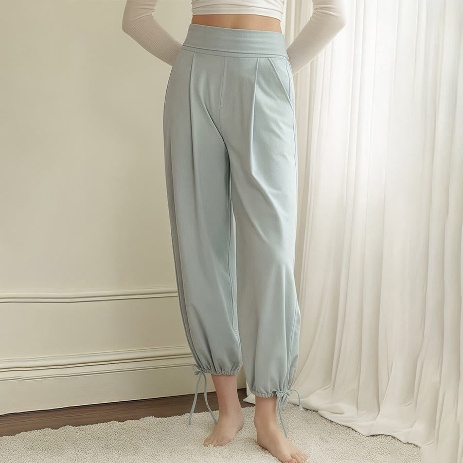 Pantaloni harem da yoga da donna Olivenorma a vita alta, plissettati e con coulisse alla caviglia. - Blu - L - image 0