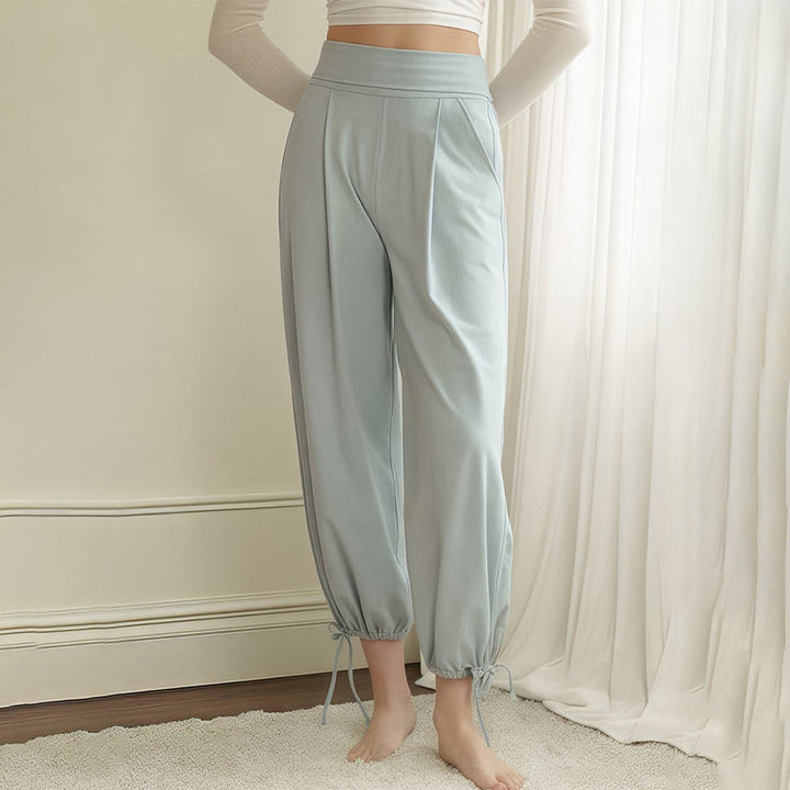 Pantaloni harem da yoga da donna Olivenorma a vita alta, plissettati e con coulisse alla caviglia. - Blu - L - image 0