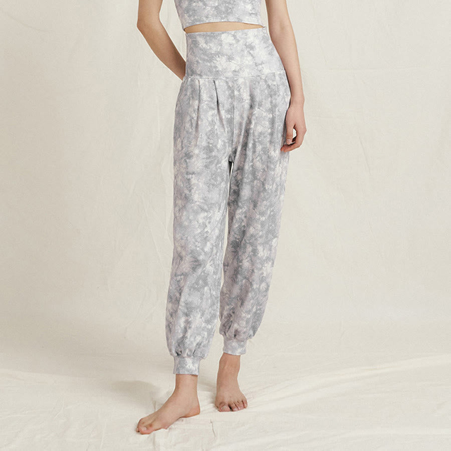 Pantaloni harem casual da yoga da donna Olivenorma a vita alta con risvolto e pieghe. - image 12
