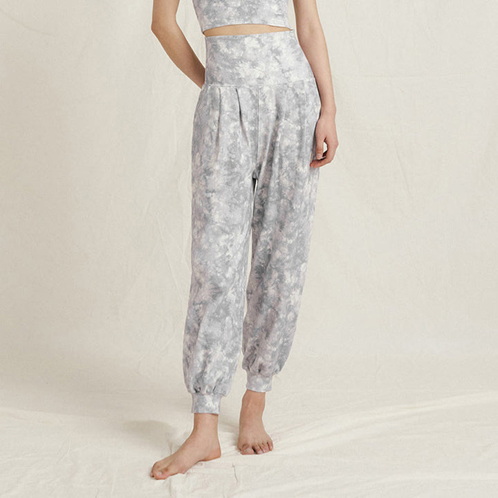 Pantaloni harem casual da yoga da donna Olivenorma a vita alta con risvolto e pieghe. - image 12