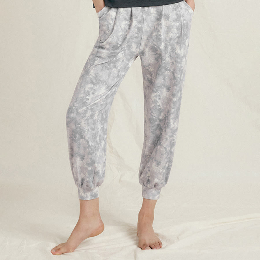 Pantaloni harem casual da yoga da donna Olivenorma a vita alta con risvolto e pieghe. - image 13