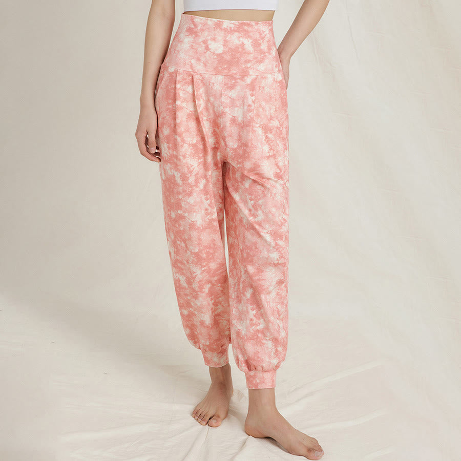 Pantaloni harem casual da yoga da donna Olivenorma a vita alta con risvolto e pieghe. - image 9