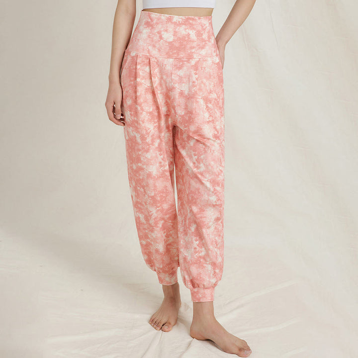 Pantaloni harem casual da yoga da donna Olivenorma a vita alta con risvolto e pieghe. - image 9
