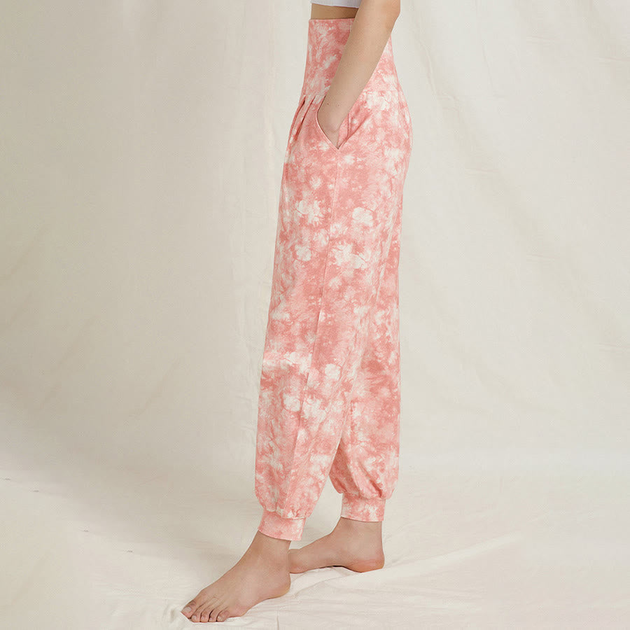 Pantaloni harem casual da yoga da donna Olivenorma a vita alta con risvolto e pieghe. - image 8