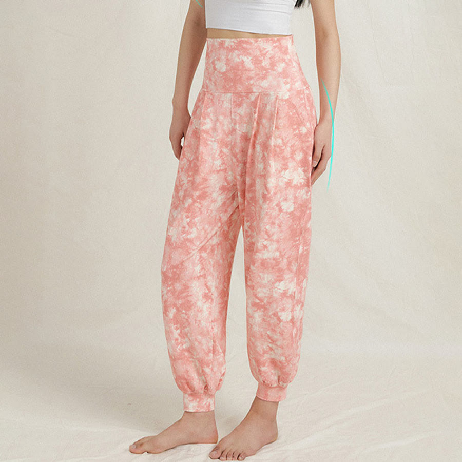 Pantaloni harem casual da yoga da donna Olivenorma a vita alta con risvolto e pieghe. - image 7