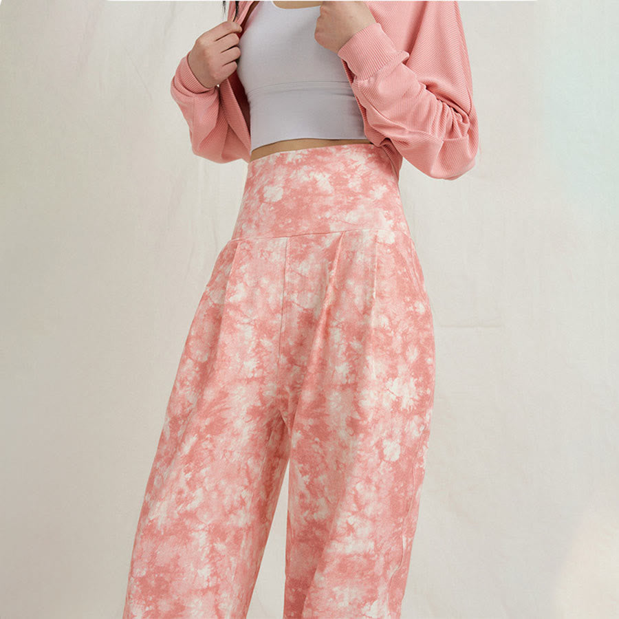 Pantaloni harem casual da yoga da donna Olivenorma a vita alta con risvolto e pieghe. - image 6