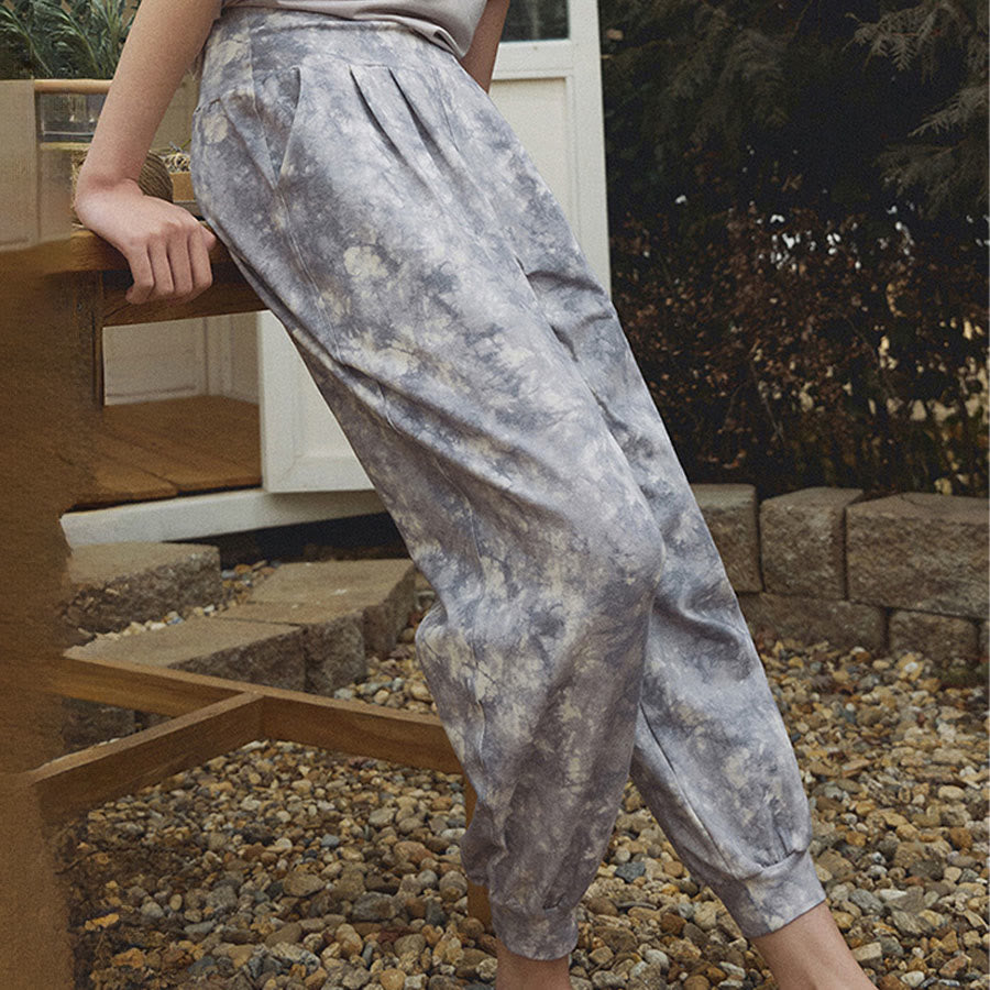 Pantaloni harem casual da yoga da donna Olivenorma a vita alta con risvolto e pieghe. - image 14