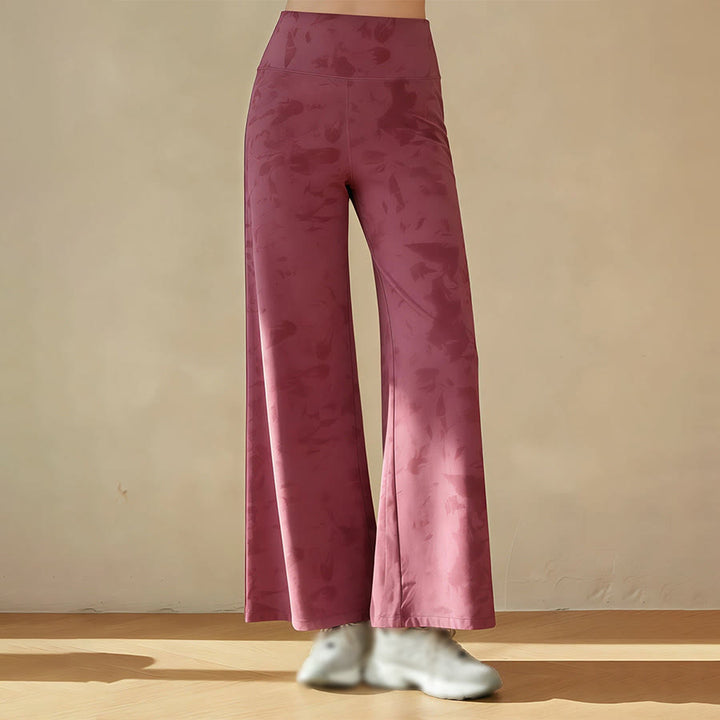 Pantaloni da yoga casual da donna Olivenorma a vita alta e gamba larga. - Tracce rosa bacca - XL - image 5