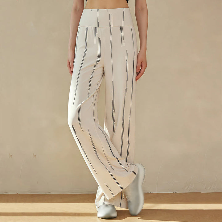 Pantaloni da yoga casual da donna Olivenorma a vita alta e gamba larga. - Linee nere - XL - image 12