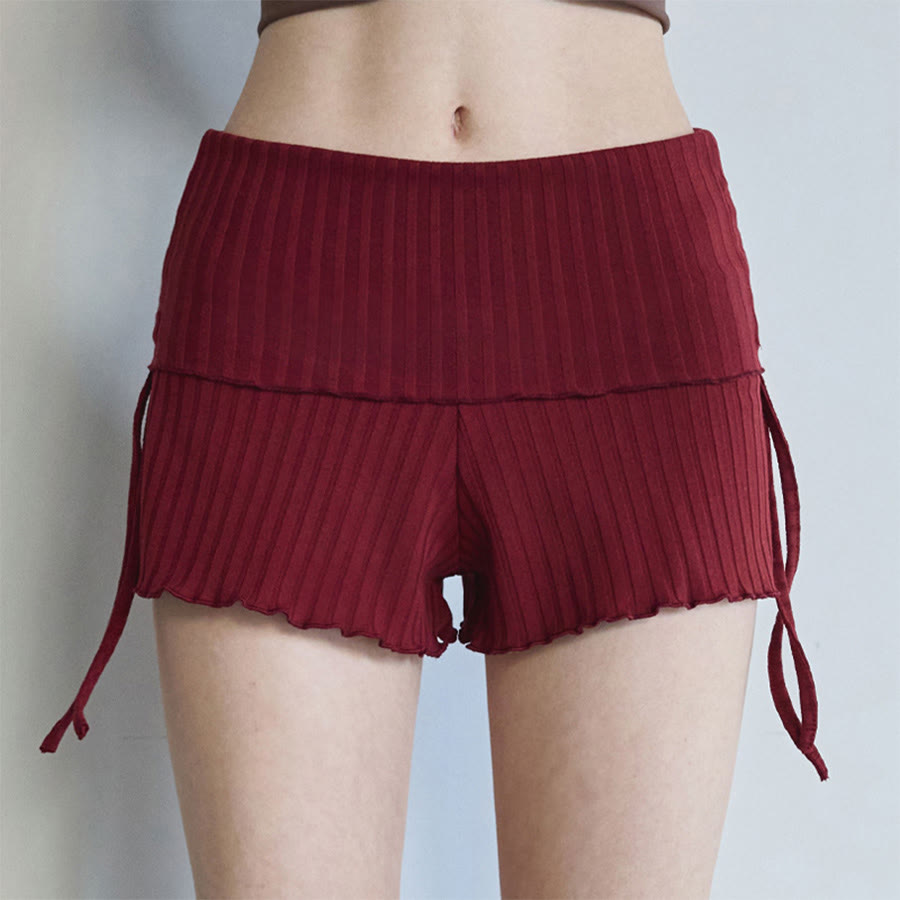 Pantaloncini da donna Olivenorma con vita ripiegabile, arricciatura laterale e coulisse, ideali per yoga e tempo libero. - Marrone - L - image 24