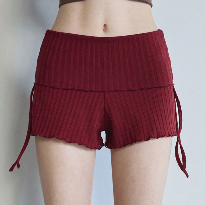 Pantaloncini da donna Olivenorma con vita ripiegabile, arricciatura laterale e coulisse, ideali per yoga e tempo libero. - Marrone - L - image 24