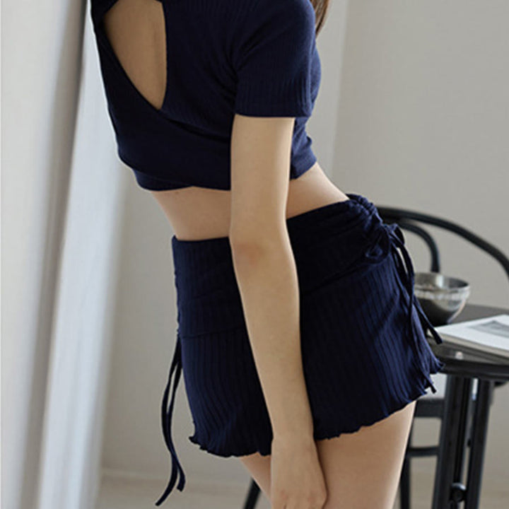 Pantaloncini da donna Olivenorma con vita ripiegabile, arricciatura laterale e coulisse, ideali per yoga e tempo libero. - image 35