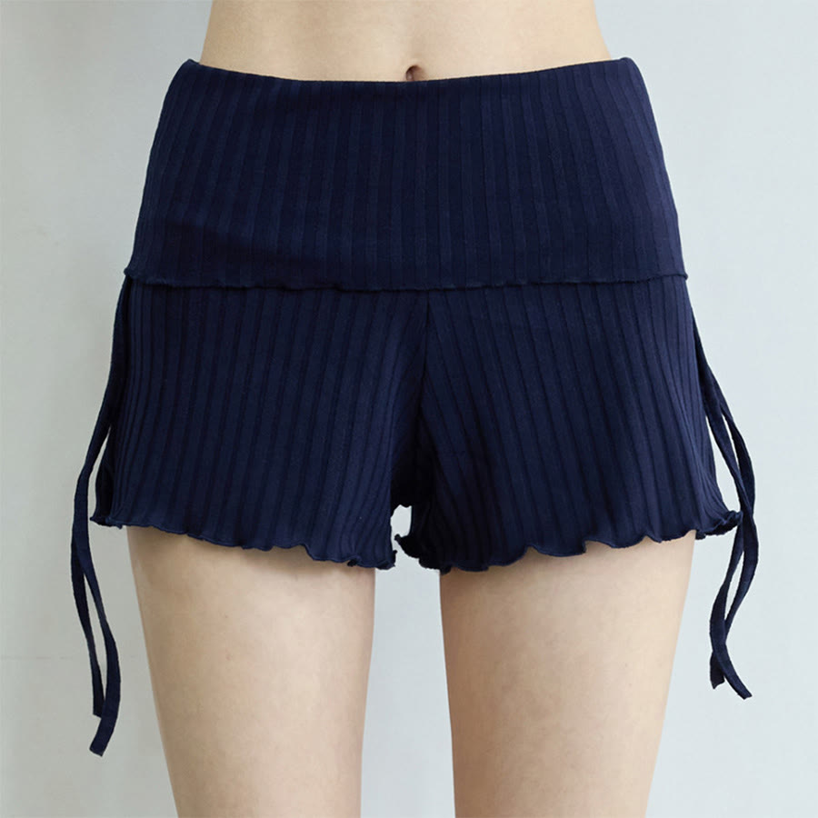 Pantaloncini da donna Olivenorma con vita ripiegabile, arricciatura laterale e coulisse, ideali per yoga e tempo libero. - Blu reale - L - image 31