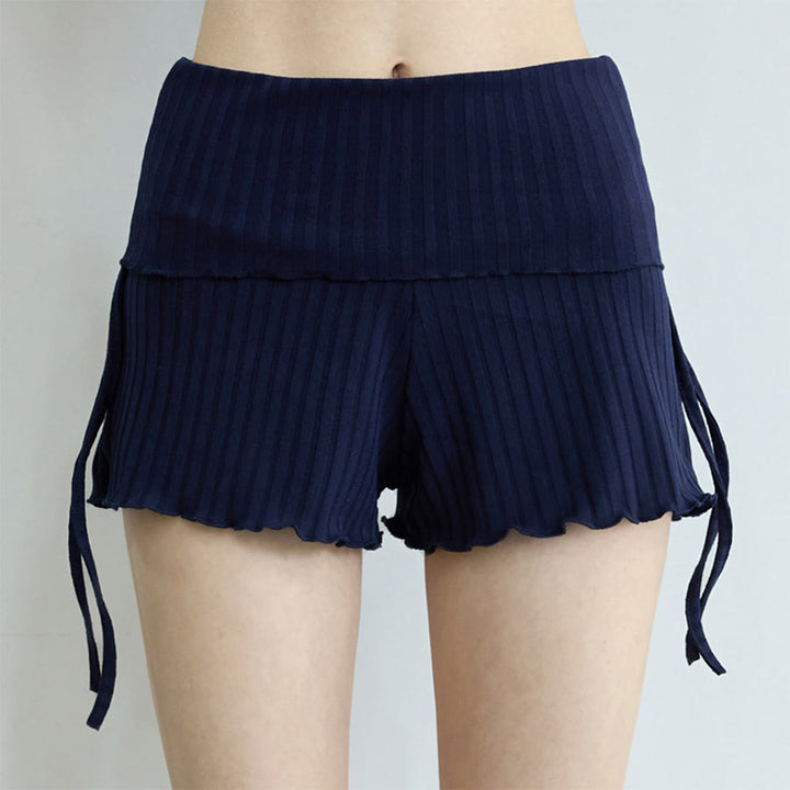 Pantaloncini da donna Olivenorma con vita ripiegabile, arricciatura laterale e coulisse, ideali per yoga e tempo libero. - Blu reale - L - image 31