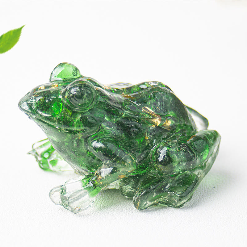 Statuetta a forma di rana Olivenorma Renewal Leap con gemme e decorazioni in pietra preziosa - Perla di vetro verde - Con carta - image 2