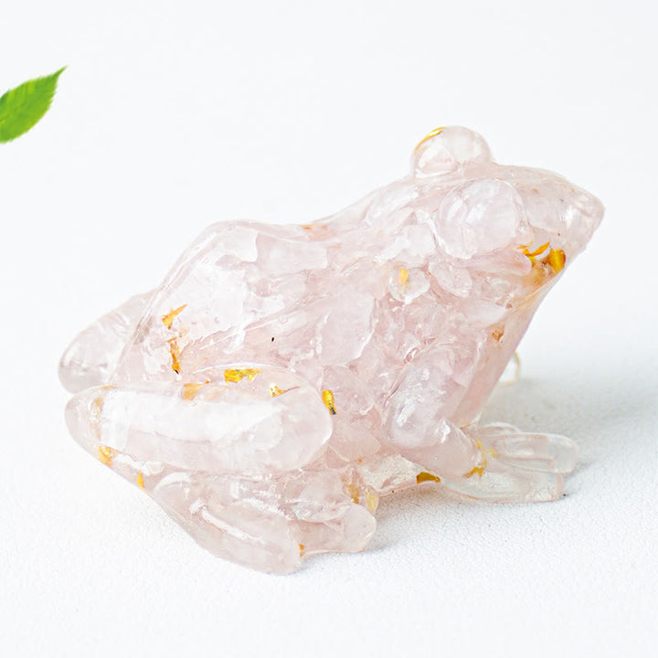 Statuetta a forma di rana Olivenorma Renewal Leap con gemme e decorazioni in pietra preziosa - Quarzo rosa - Con carta - image 22