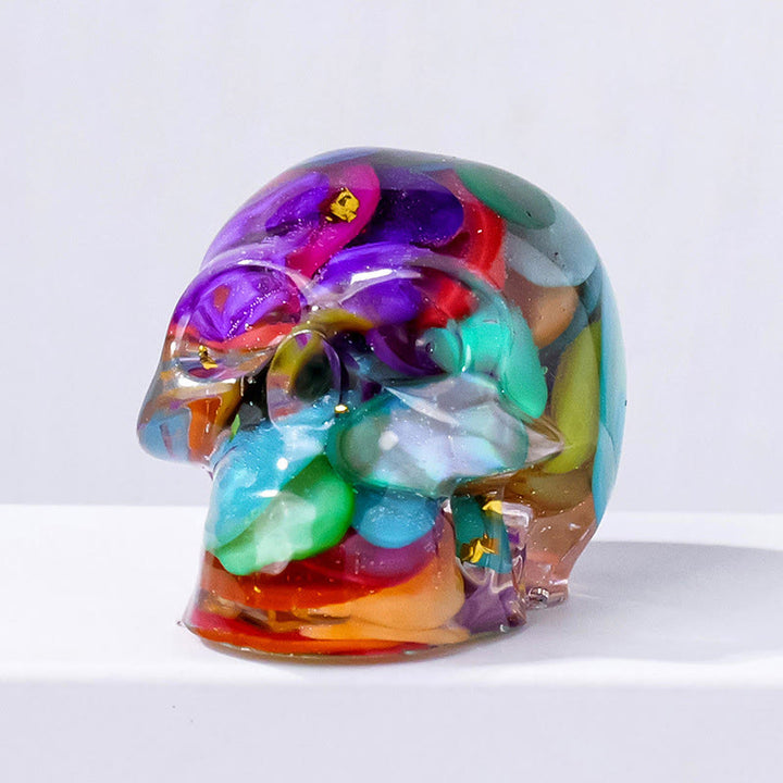 Statuetta a forma di teschio Olivenorma con decorazione in pietra preziosa e simbolo di forza interiore  - conchiglia colorata - Con carta - image 21