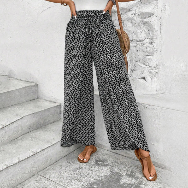 Pantaloni da donna Olivenorma a vita alta con coulisse e gamba larga, con stampa floreale. - Nero - XL - image 11