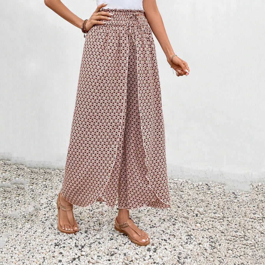 Pantaloni da donna Olivenorma a vita alta con coulisse e gamba larga, con stampa floreale. - Nudo - XL - image 16