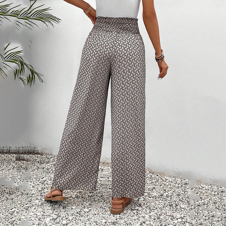 Pantaloni da donna Olivenorma a vita alta con coulisse e gamba larga, con stampa floreale. - image 25