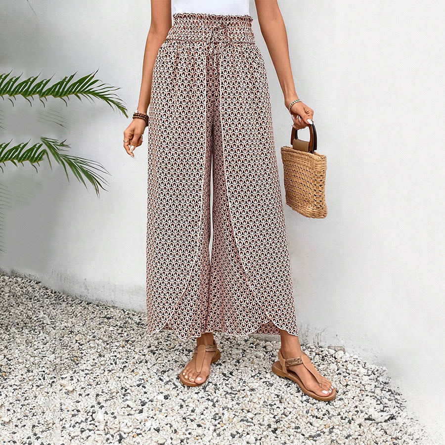 Pantaloni da donna Olivenorma a vita alta con coulisse e gamba larga, con stampa floreale. - image 20