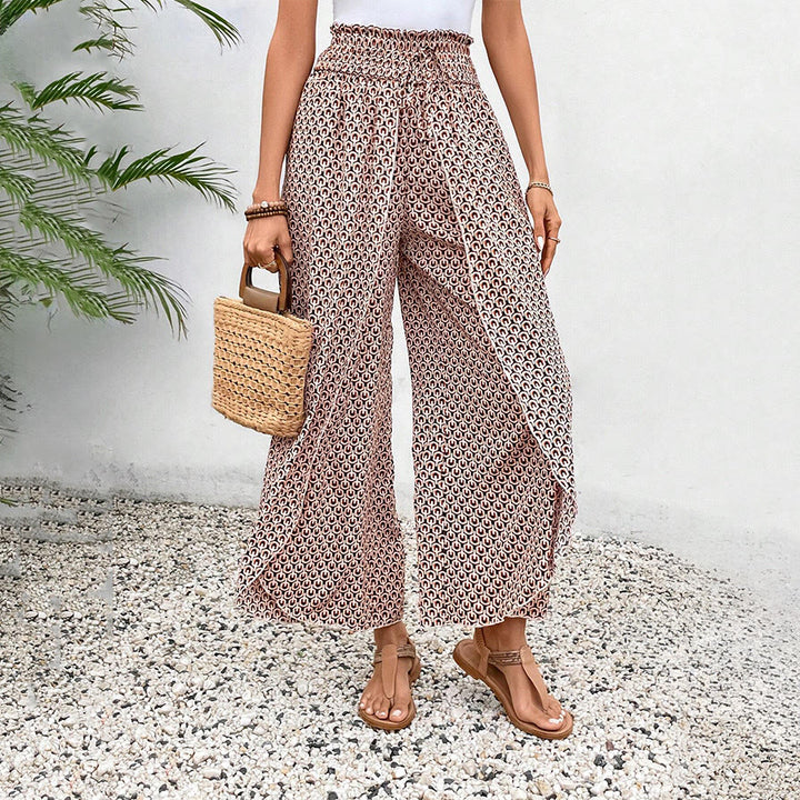 Pantaloni da donna Olivenorma a vita alta con coulisse e gamba larga, con stampa floreale. - image 18