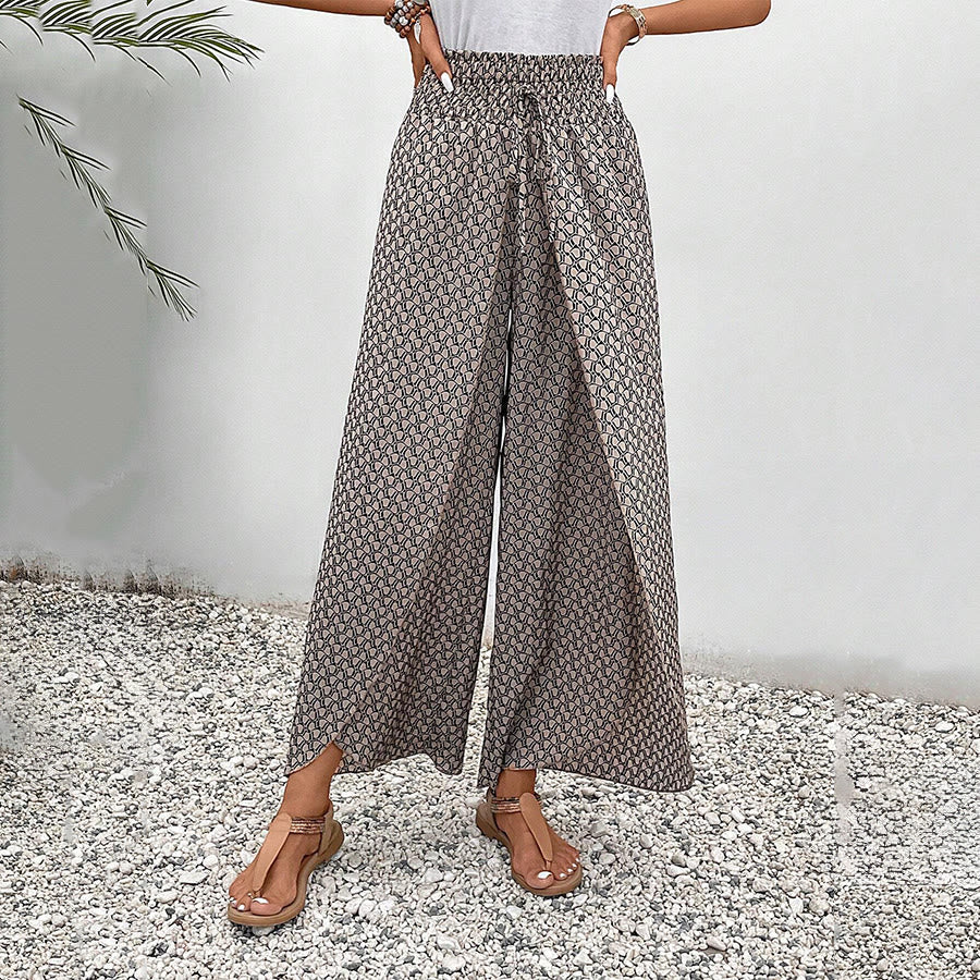 Pantaloni da donna Olivenorma a vita alta con coulisse e gamba larga, con stampa floreale. - image 24