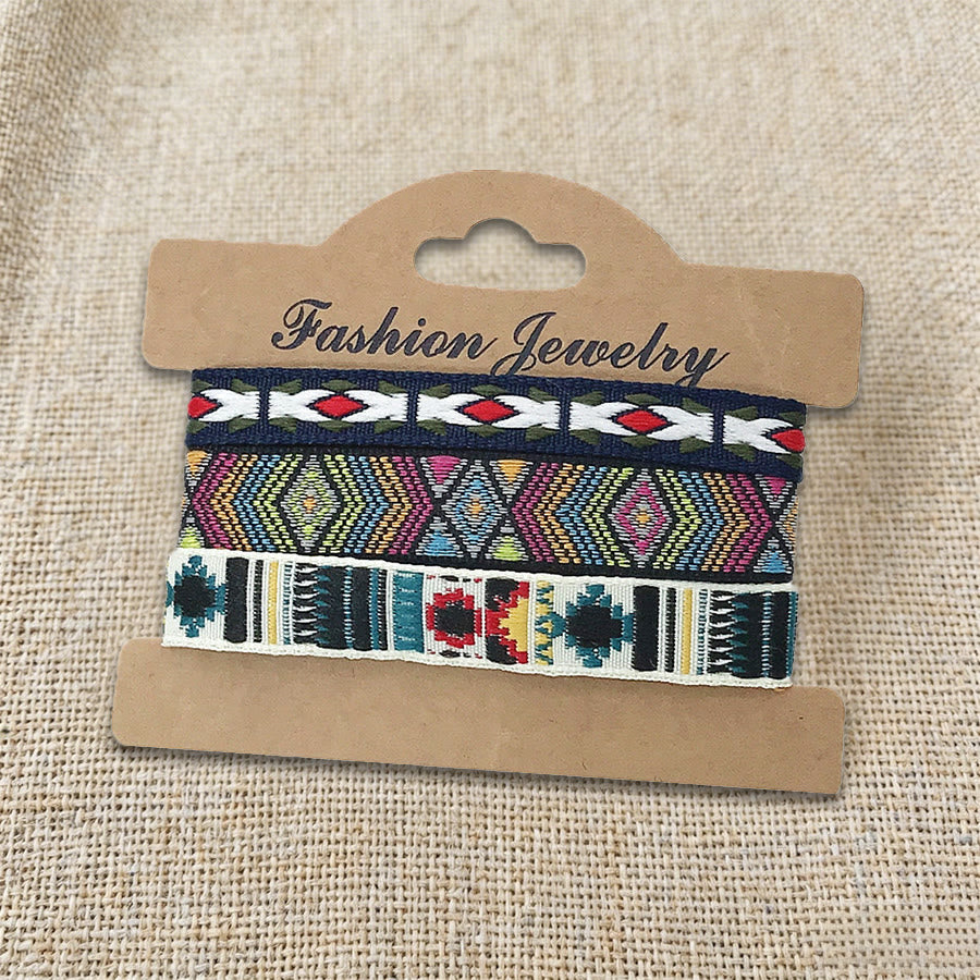 Braccialetto intrecciato etnico boho multicolore fatto a mano con filo di alta qualità Olivenorma - Nero Multicolore - image 2