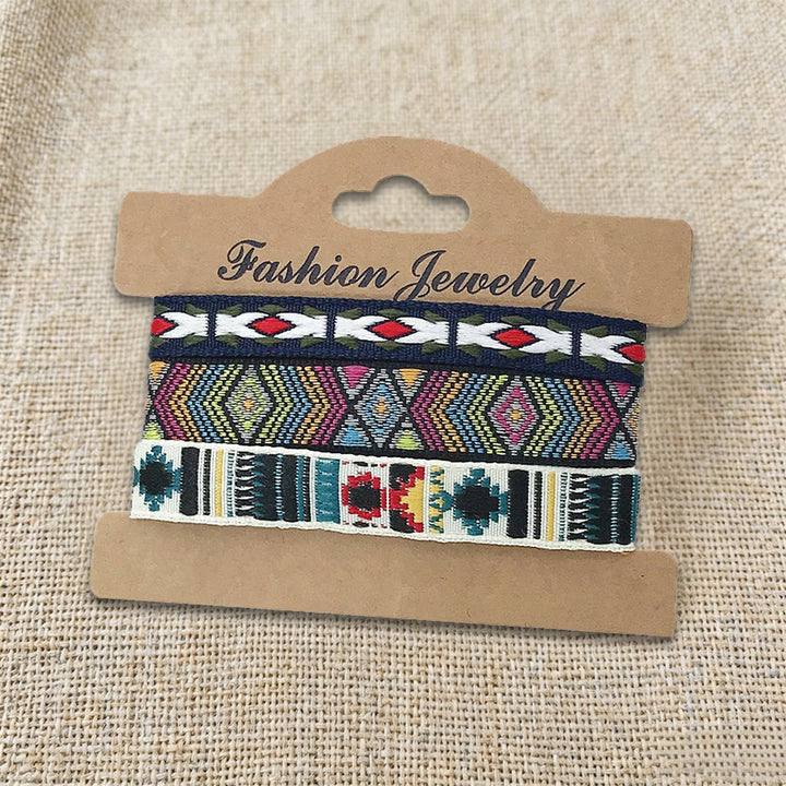 Braccialetto intrecciato etnico boho multicolore fatto a mano con filo di alta qualità Olivenorma - Nero Multicolore - image 2