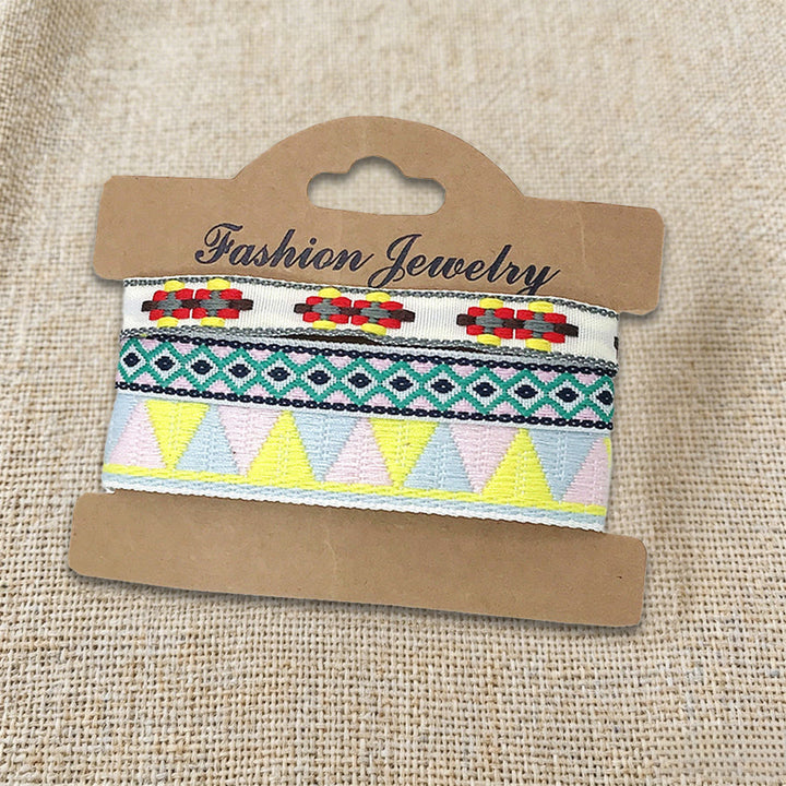 Braccialetto intrecciato etnico boho multicolore fatto a mano con filo di alta qualità Olivenorma - Triangolo pastello - image 11
