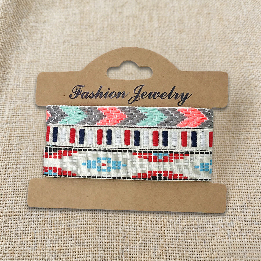 Braccialetto intrecciato etnico boho multicolore fatto a mano con filo di alta qualità Olivenorma - Rosso e Blu - image 17