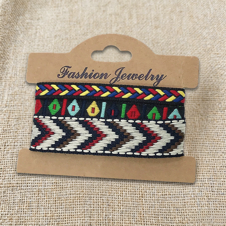 Braccialetto intrecciato etnico boho multicolore fatto a mano con filo di alta qualità Olivenorma - Chevron nero - image 20