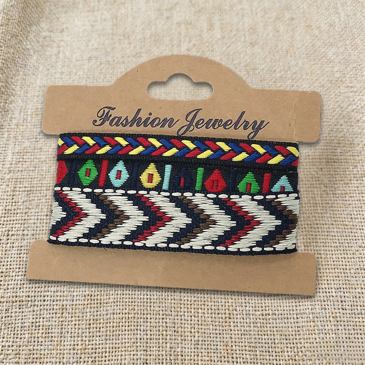 Braccialetto intrecciato etnico boho multicolore fatto a mano con filo di alta qualità Olivenorma - Chevron nero - image 20