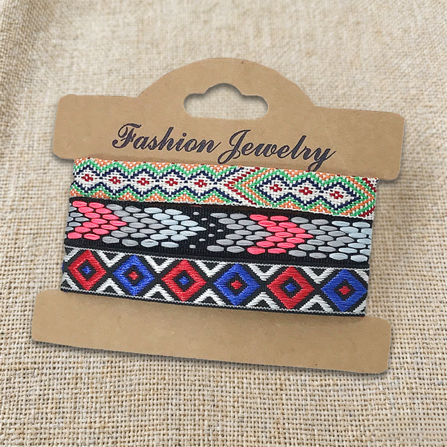 Braccialetto intrecciato etnico boho multicolore fatto a mano con filo di alta qualità Olivenorma - Geometrico colorato - image 13
