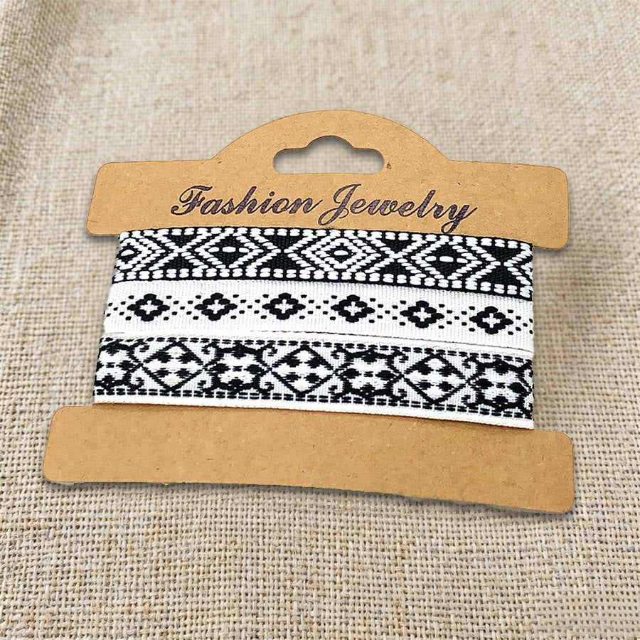 Braccialetto intrecciato etnico boho multicolore fatto a mano con filo di alta qualità Olivenorma - Boho in bianco e nero - image 30