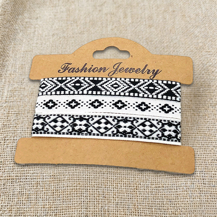 Braccialetto intrecciato etnico boho multicolore fatto a mano con filo di alta qualità Olivenorma - Boho in bianco e nero - image 30