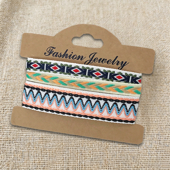 Braccialetto intrecciato etnico boho multicolore fatto a mano con filo di alta qualità Olivenorma - Chevron neutro - image 14