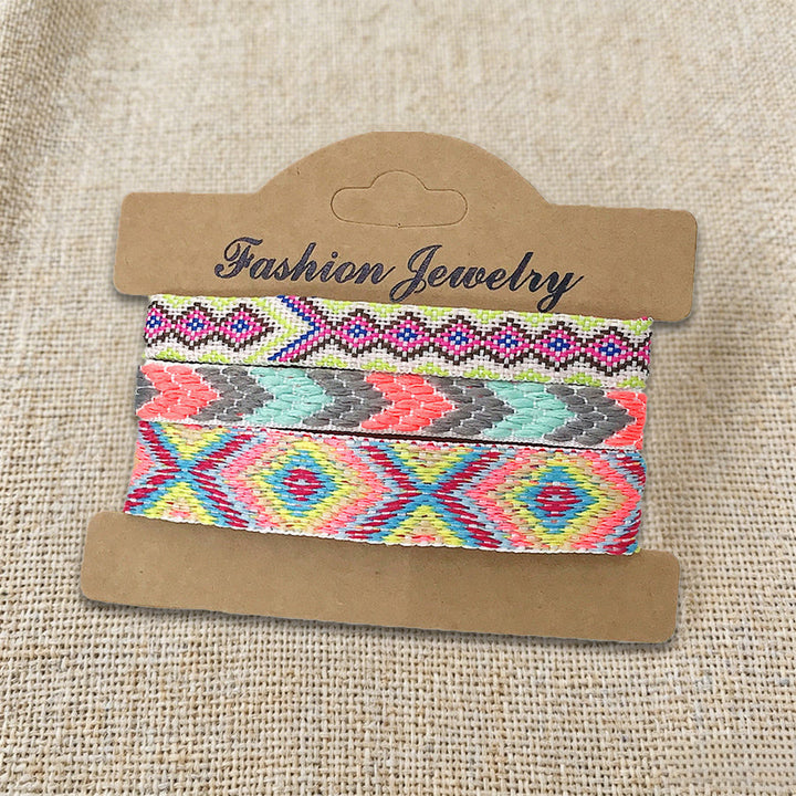 Braccialetto intrecciato etnico boho multicolore fatto a mano con filo di alta qualità Olivenorma - Geometrico rosa - image 4