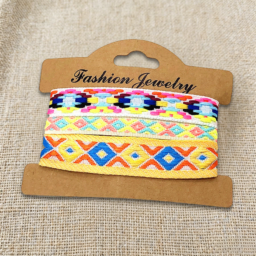 Braccialetto intrecciato etnico boho multicolore fatto a mano con filo di alta qualità Olivenorma - Geometrico Rosso - image 32