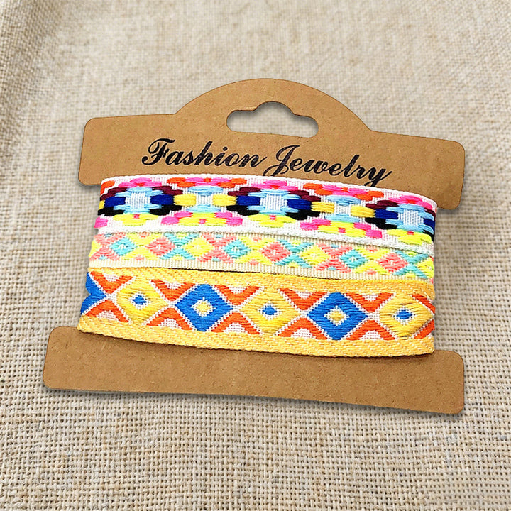 Braccialetto intrecciato etnico boho multicolore fatto a mano con filo di alta qualità Olivenorma - Geometrico Rosso - image 32
