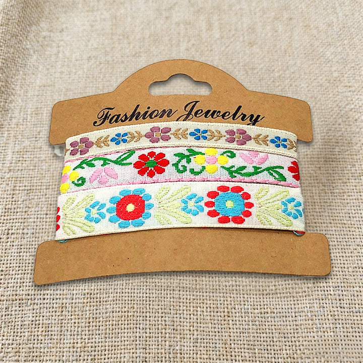 Braccialetto intrecciato etnico boho multicolore fatto a mano con filo di alta qualità Olivenorma - Floreale bianco - image 28