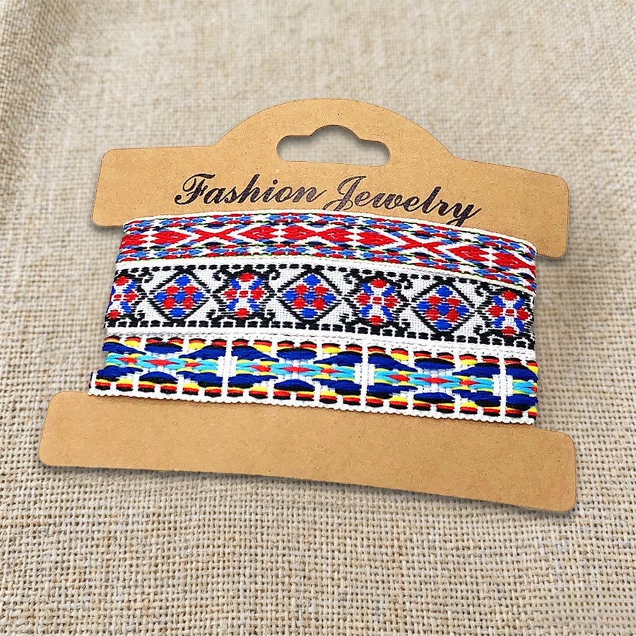 Braccialetto intrecciato etnico boho multicolore fatto a mano con filo di alta qualità Olivenorma - Azteco rosso e blu - image 25
