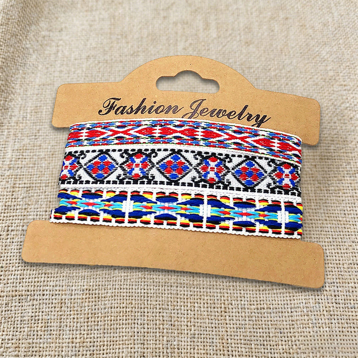 Braccialetto intrecciato etnico boho multicolore fatto a mano con filo di alta qualità Olivenorma - Azteco rosso e blu - image 25