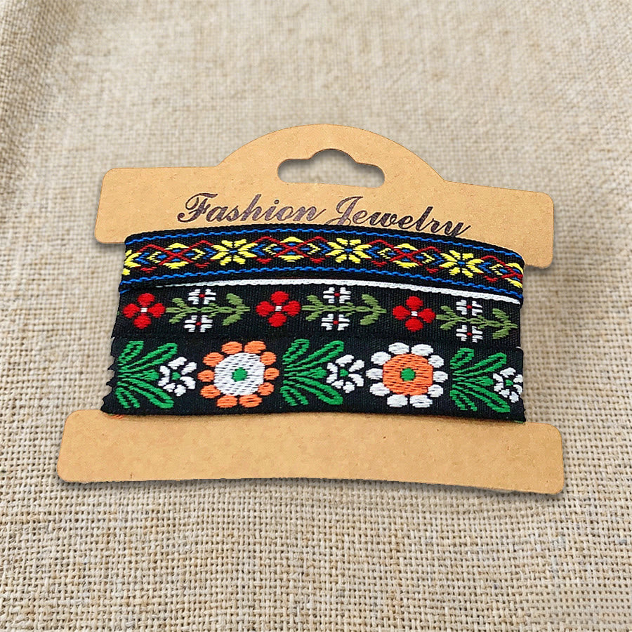 Braccialetto intrecciato etnico boho multicolore fatto a mano con filo di alta qualità Olivenorma - Floreale nero - image 36