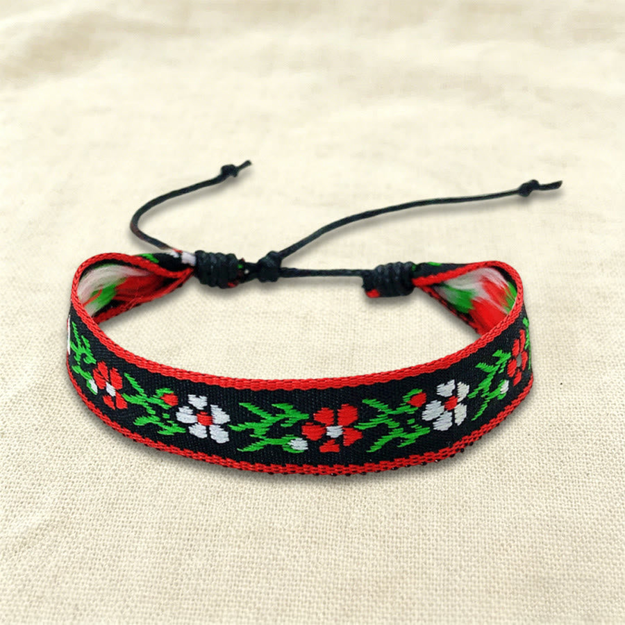 Bracciale intrecciato regolabile Olivenorma, stile boho casual, adatto per tutti i giorni. - Fiore rosso - image 6