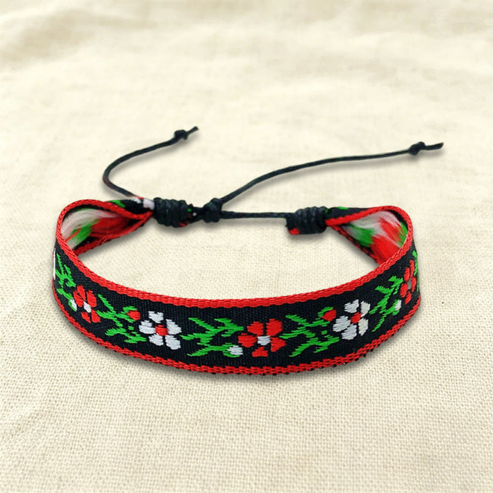 Bracciale intrecciato regolabile Olivenorma, stile boho casual, adatto per tutti i giorni. - Fiore rosso - image 6