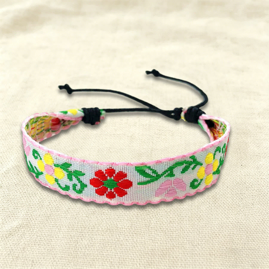 Bracciale intrecciato regolabile Olivenorma, stile boho casual, adatto per tutti i giorni. - Floreale rosa - image 4